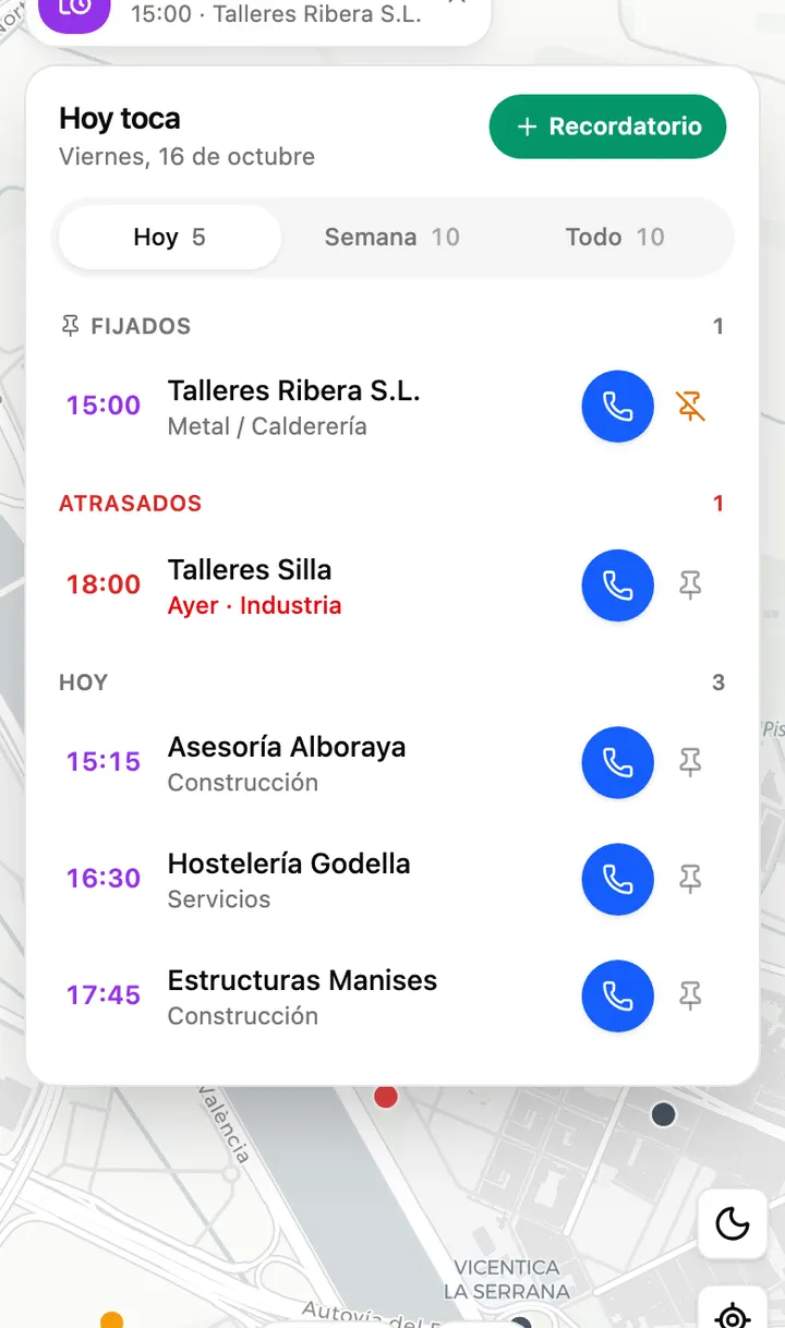 Lista Hoy toca con las empresas del día y sus horas